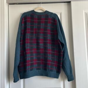 Vintage Glenleckan Knitwear Made in Scotland Pure Wool Checkered Sweater Sz L